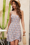 Fashion Floral Print Frill Sleeveless Casual Dress