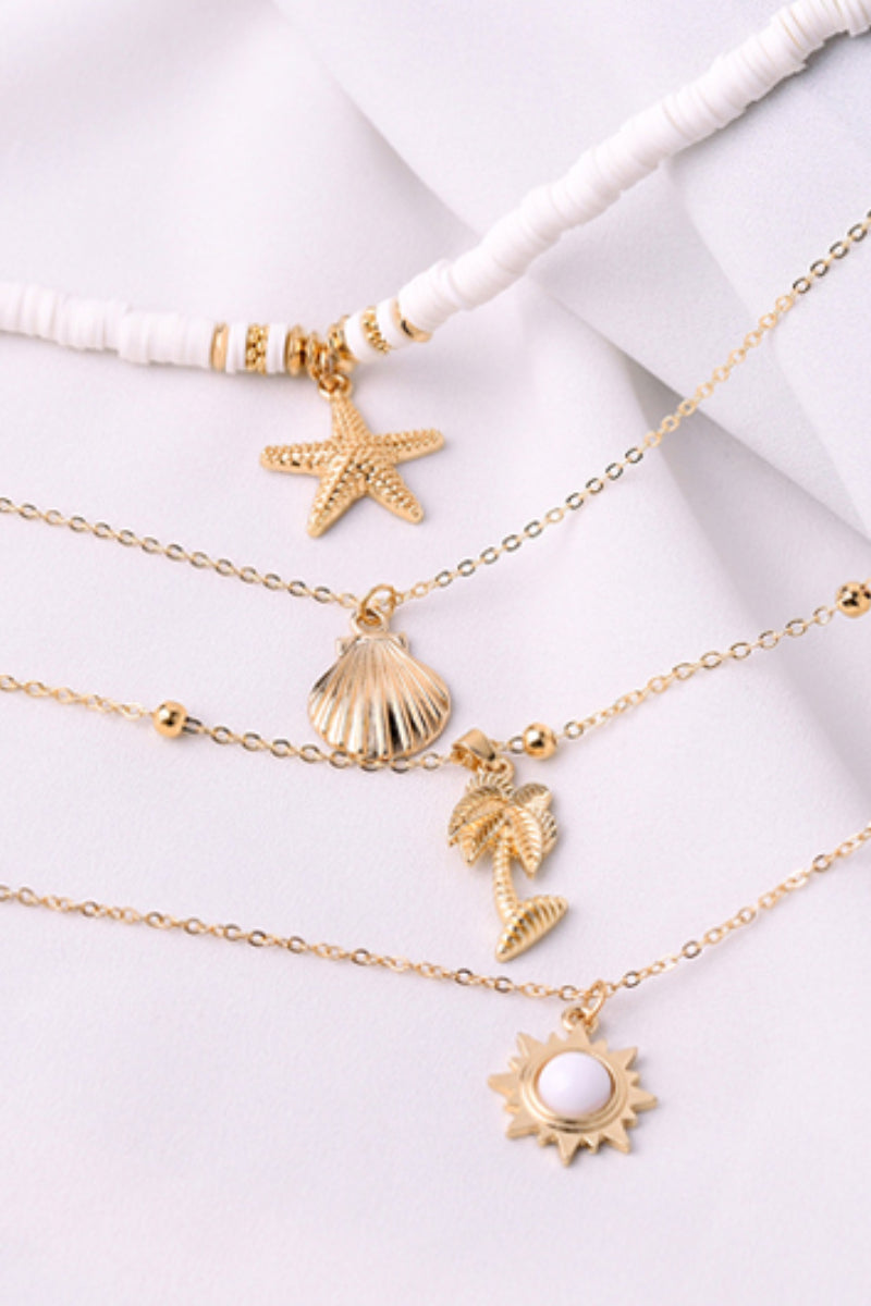 Shell Starfish Detail Layered Design Necklace