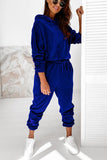 Velvet Drawstring Hooded Joggrt Set