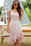 Floral Print Ruffle Hem Sleeveless Dress
