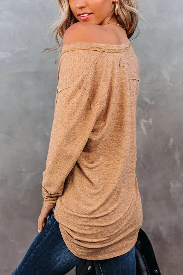 Everyday Long Sleeve Pockets Tee - Fashionpara