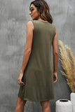 Round Neck Solid Color Casual Sleeveless Mini Dress