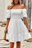 Solid Color Ruffle Hem Short sleeve Dress