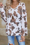 Printed Long-Sleeved Loose Casual Blouse T-Shirt