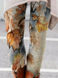 Casual  Leaves Printed  Sheath Pants