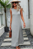 Sleeveless Solid Color Round Neck Casual Dress