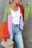 Oversized Colorblock Knit Cardigan