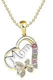 Rhinestone Heart Design Letter Detail Necklace