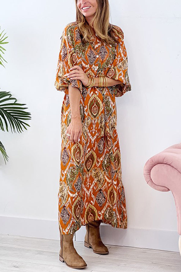 So 70's Multi Print Drape Maxi Dress - Fashiondia