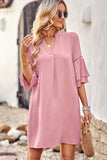 Fashion Solid Color Ruffled Design Casual Dress