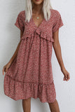 Fashion Ruffle V Neck Casual Dress
