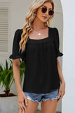 Square Neck Short Sleeve Casual Tops