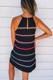 Striped Dark Blue Knee Length Dress(2 Colors)
