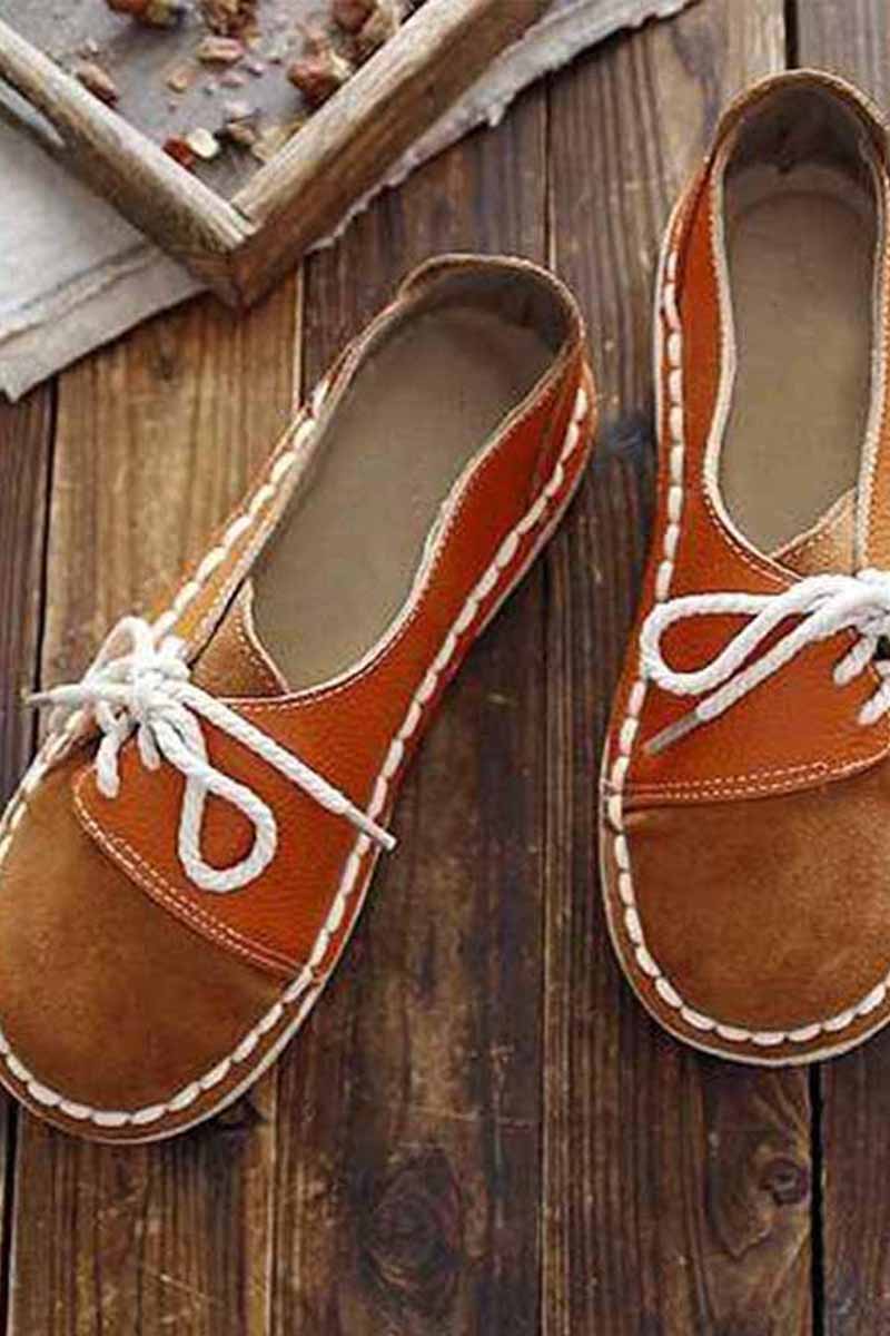 Casual All Season Shoes Vintage Round Toe Flats