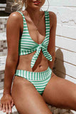 Knot Striped Two Pieces Swimsuit(4 Colors)