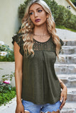Lace Patchwork Ruffle Sleeve Casual Tops