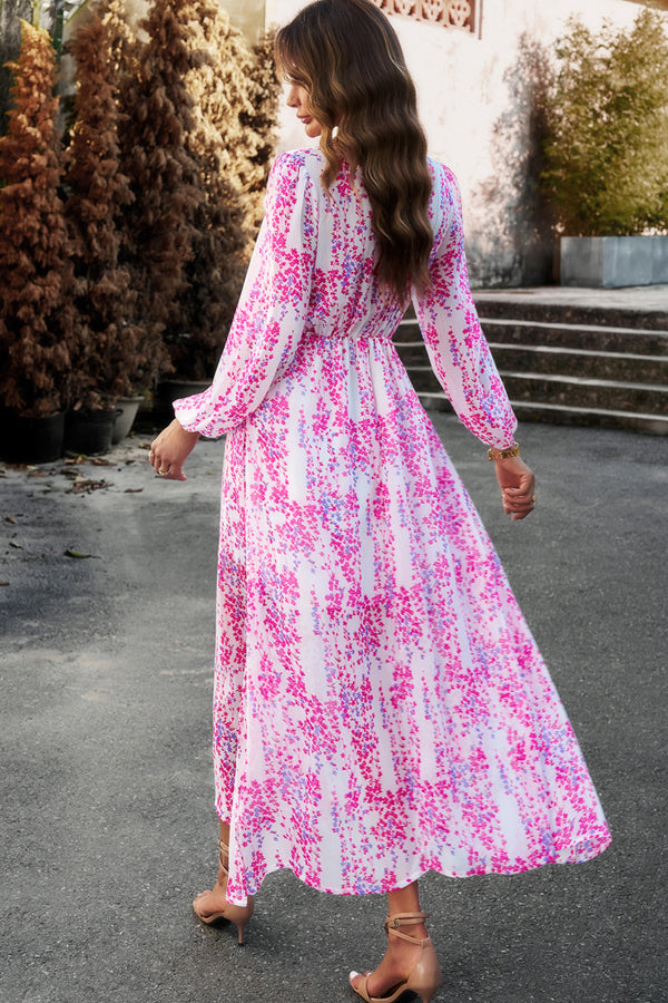 V Neck Long Sleeve Casual Dress - Fashionpara