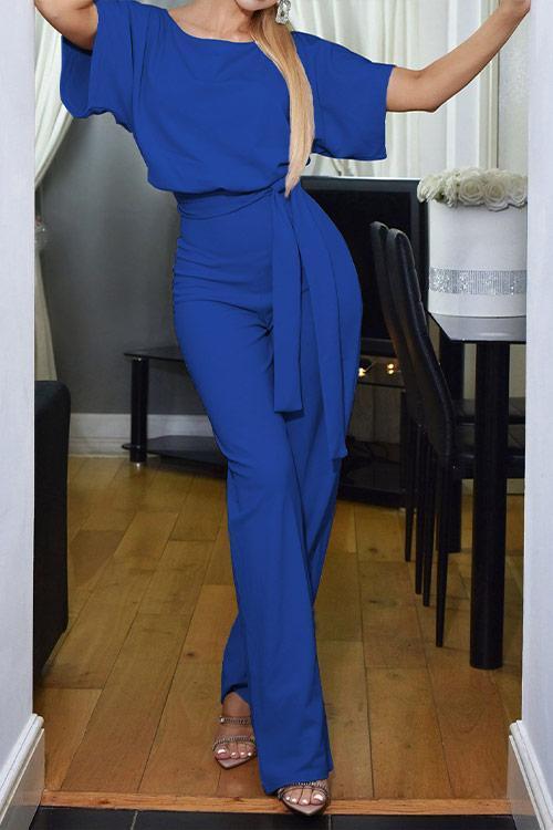Short Sleeve Knot Jumpsuit - Fashionpara