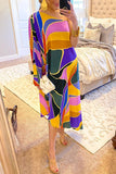 Multi Print Asymmetrical One Shoulder Dress