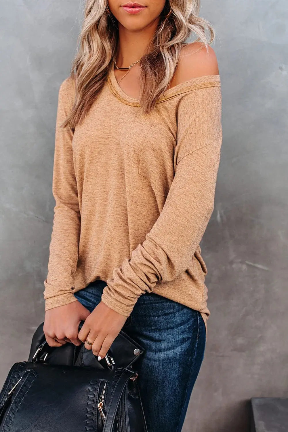 Everyday Long Sleeve Pockets Tee - Fashionpara