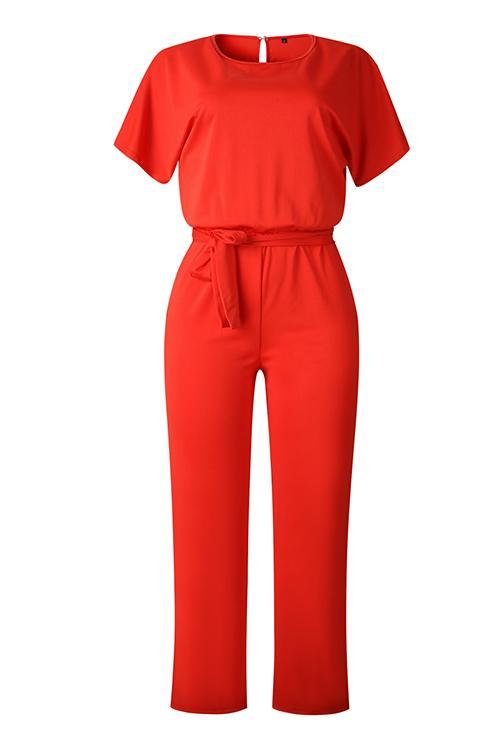 Short Sleeve Knot Jumpsuit - Fashionpara
