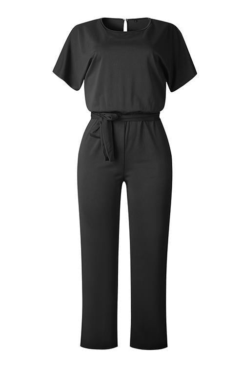 Short Sleeve Knot Jumpsuit - Fashionpara