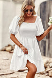 Solid Color Ruffle Hem Short sleeve Dress