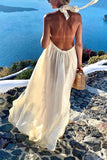 Hlater Neck Backless Maxi Dress