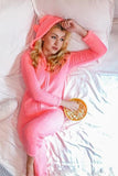 Fuzzy Hoodie Collar Jumpsuit Pajamas