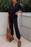 Fuzzy Hoodie Collar Jumpsuit Pajamas