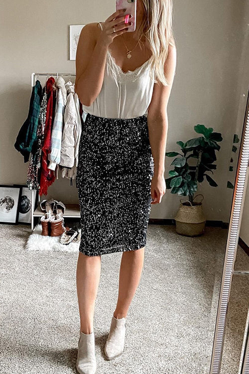 Sequin Pencil Skirt - Fashionpara