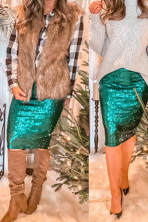Sequin Pencil Skirt - Fashionpara
