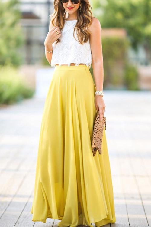 Chiffon High Waist Maxi Skirts - Fashionpara