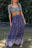 Floral Print Drawstring Waist Maxi Skirts