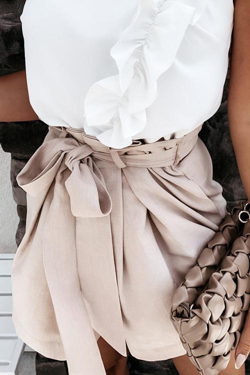Bow Tie Elastic Waist Shorts - Fashionpara