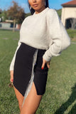 Rhinstone Tassels Slit Skirts