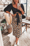 Knit Leopard Print Bodycon Skirt
