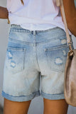 Distressed Denim Mom Shorts