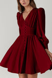 Cuff Buff Long Sleeve Button Dress