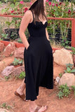 Solid V Slip Maxi Dress