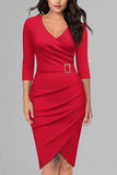 V Neck Seven Sleeves Dress