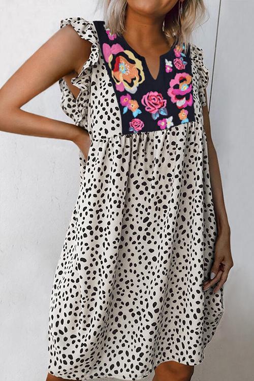 Floral Leopard Print Mini Dress