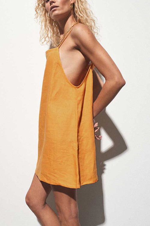 Minimalism Linen Slip Mini Dress - Fashionpara