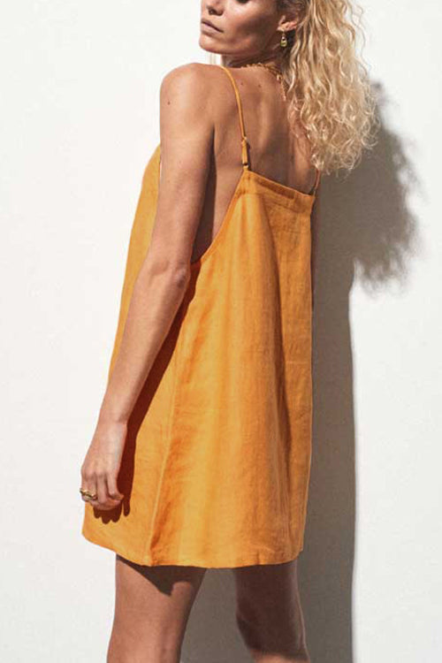 Minimalism Linen Slip Mini Dress - Fashionpara
