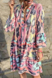 Leoaprd V Neck Long Sleeve Mini Dress