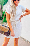 O Neck Pockets Short Sleeve Mini Dress