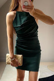 Ruched Backless Slip Mini Dress