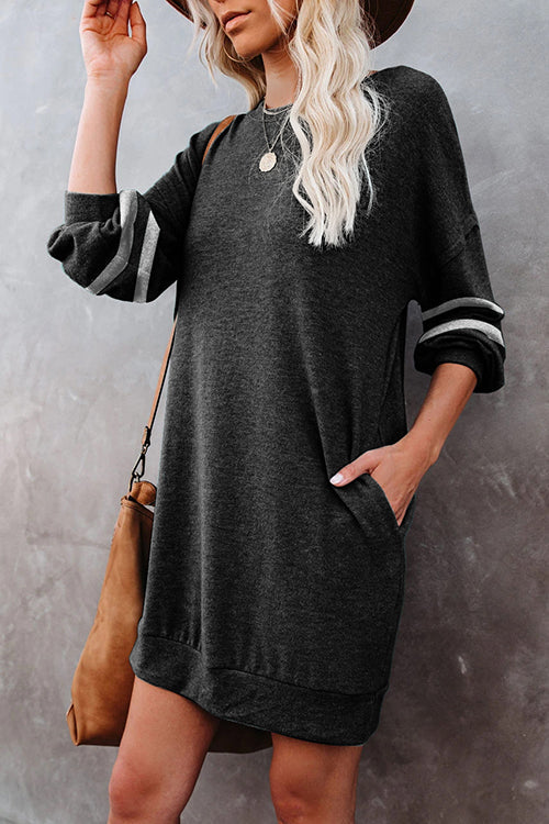 Stripe Comfy Casual Mini Shift Dress - Fashionpara