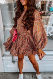 Floral Long Sleeve Belted Mini Dress
