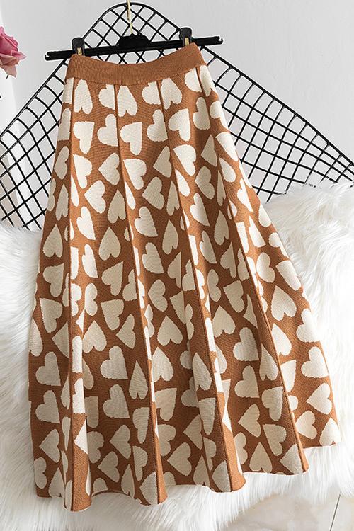 Full Of Love A-Line Knit Midi Skirt - Fashionpara
